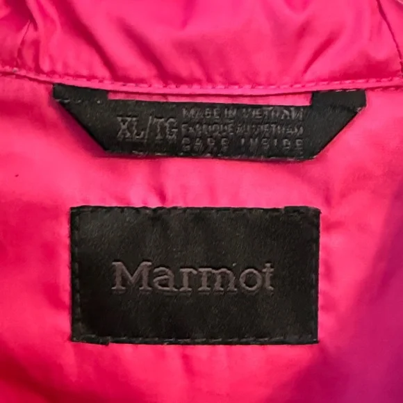 Marmot Girls Puffer Hooded Jacket With Pockets Teal/Hot Pink Size XL - Picture 4 of 13